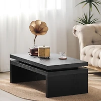 Streamdale Furniture Modern Coffee Table, Black Wooden Coffee Table, Rectangle Cocktail Tea Table for Living Room, 47.6" L 23.6" W 16.3" H