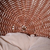 Elevated Cat Bed with Rotatable Egg Chair Pod, Cat Basket Bed with Thick Cushion, Natural Mat Grass Woven Kitty House, Brown