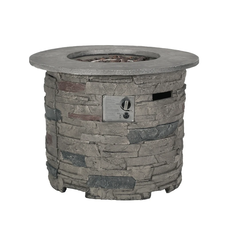Outdoor 32" Round Mgo Propane Fire Pit, Grey Top - 40,000 Btu