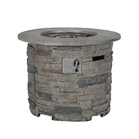 Outdoor 32" Round Mgo Propane Fire Pit, Grey Top - 40,000 Btu