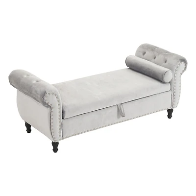 Streamdale Multifunctional Velvet Ottoman Bench with Pillow