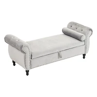 Streamdale Multifunctional Velvet Ottoman Bench with Pillow