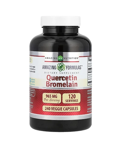 Amazing Nutrition Quercetin 800 Mg with Bromelain 165 Mg Veggie Capsules Supplement | Non-gmo