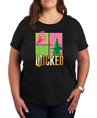 Hybrid Apparel Plus Wicked Elphaba Glinda Graphic Crew Neck T-Shirt