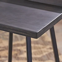 Bidwell Acacia Wood And Iron Bar Stools With Footrests