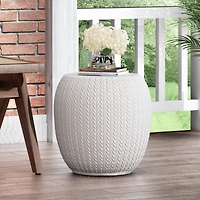 Streamdale Rustic Braided Concrete Side Table Outdoor Elegance And Versatility