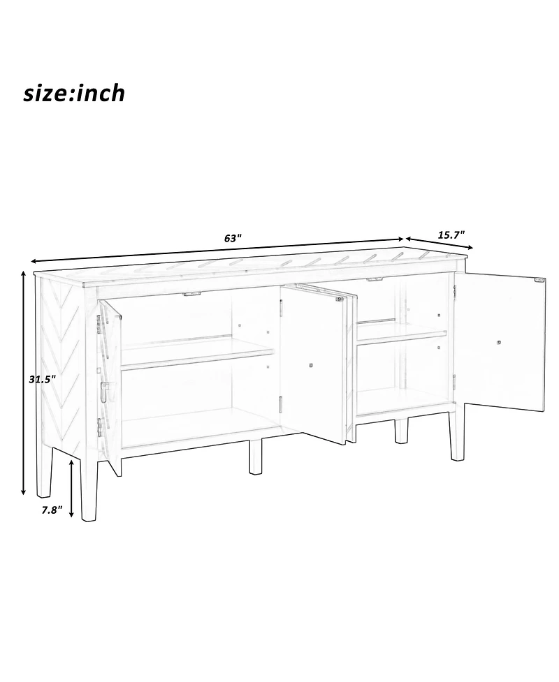 Streamdale Geometric Sideboard with Metal Handles