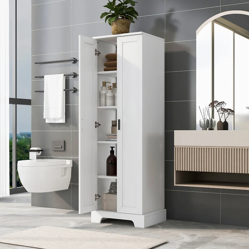 Storage Cabinet with Two Doors for Bathroom, Office, Adjustable Shelf, Mdf