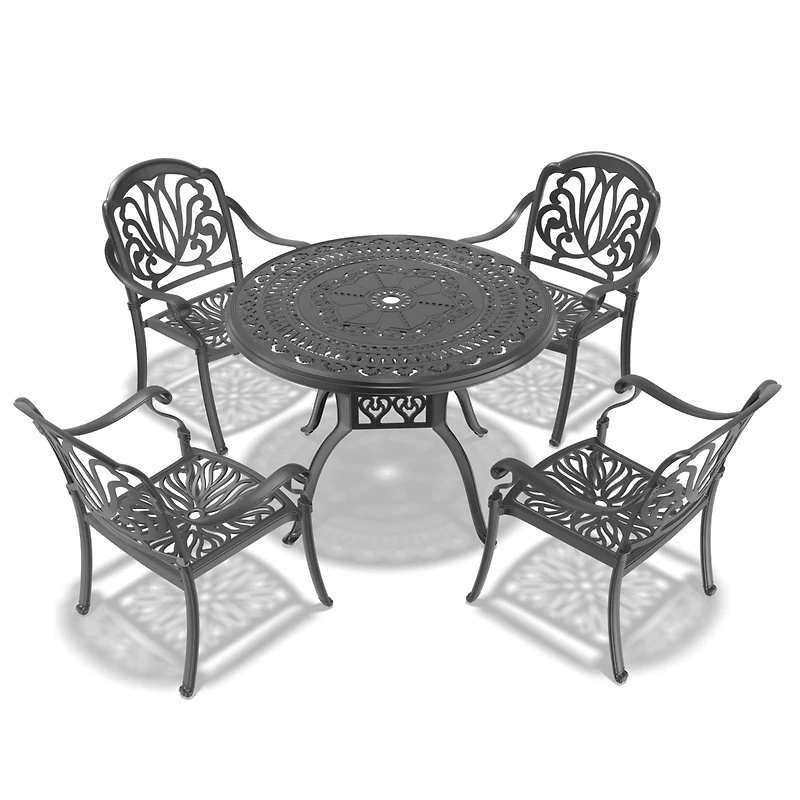 Streamdale 5-Piece Cast Aluminum Patio Set with Cushions