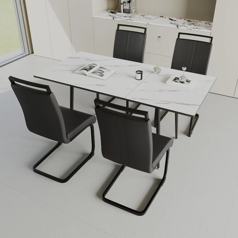 Streamdale Expandable Dining Set for 2-6 with C-Shape Dining Chairs