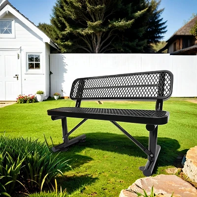 Streamdale 4 ft. Outdoor Steel Bench with Backrest in Black