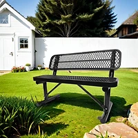 Streamdale 4 ft. Outdoor Steel Bench with Backrest in Black