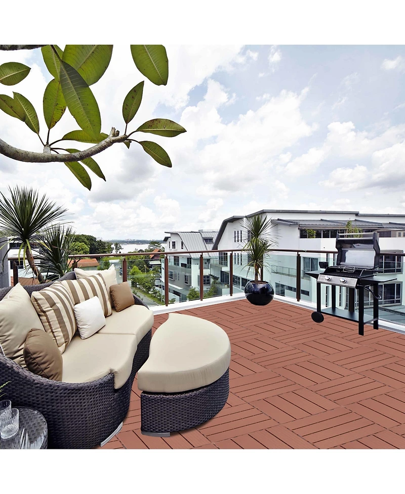 Streamdale Furniture Interlocking Deck Tiles, 11.8", 44-Pack, Waterproof Outdoor Flooring