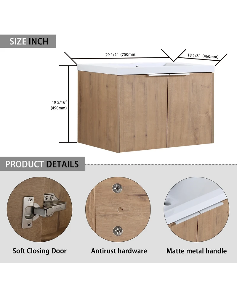 Streamdale 72" Wall-Mounted Vanity with Sink and Cabinet