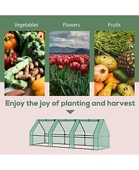 9' x 3' x 3' Portable Mini Greenhouse Outdoor Garden with Large Zipper Doors and Water/Uv Pe Cover, Green