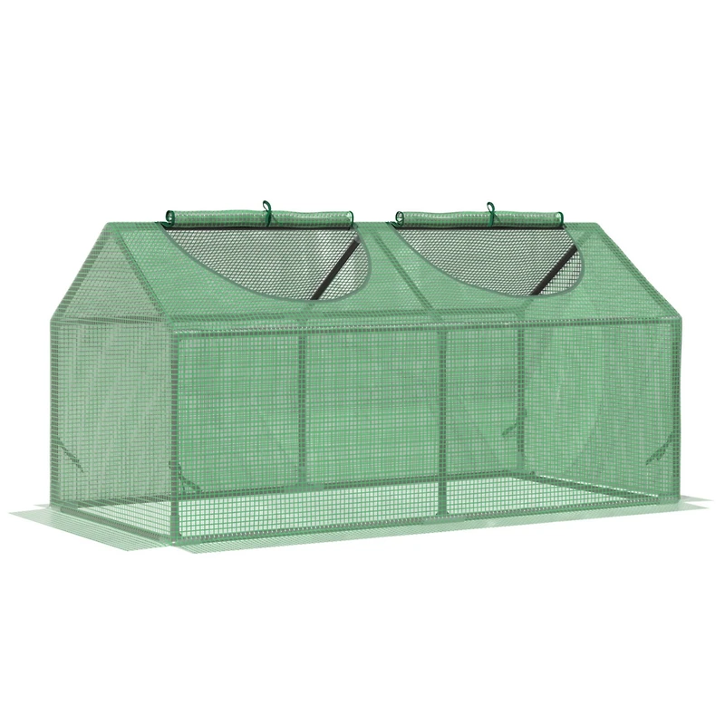 4' x 2' x 2' Portable Mini Greenhouse, Small Green House with Pe Cover, Roll-up Zippered Windows for Indoor, Outdoor Garden, Green