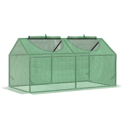 4' x 2' x 2' Portable Mini Greenhouse, Small Green House with Pe Cover, Roll-up Zippered Windows for Indoor, Outdoor Garden, Green