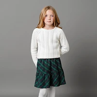 Hope & Henry Girls Organic Long Sleeve Raglan Cable Sweater