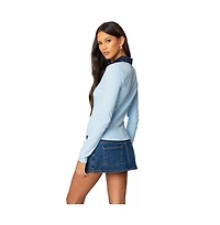 Edikted Womens Contrast Bow Polo Top