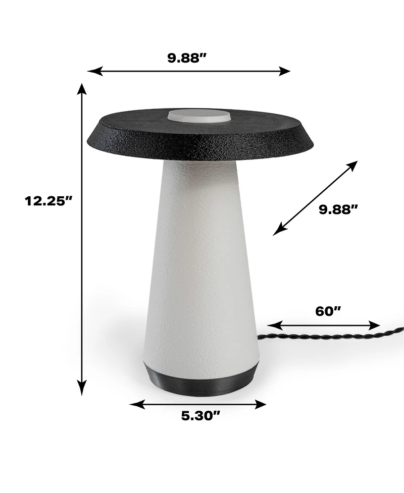Jonathan Y Bruno 12.25" Mid-Century Minimalist Plant-Based Pla 3D Printed Dimmable Led Table Lamp, White/Black
