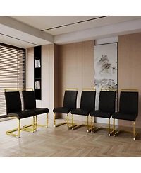 Streamdale Modern Faux Leather Dining Chairs with Golden Metal Legs (Set of 4)