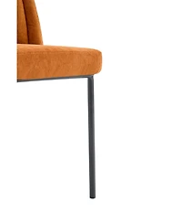 Simplie Fun Modern Dining Chairs Set of 2 with Curved High Back, Brown Fabric Seats, Black Iron Legs