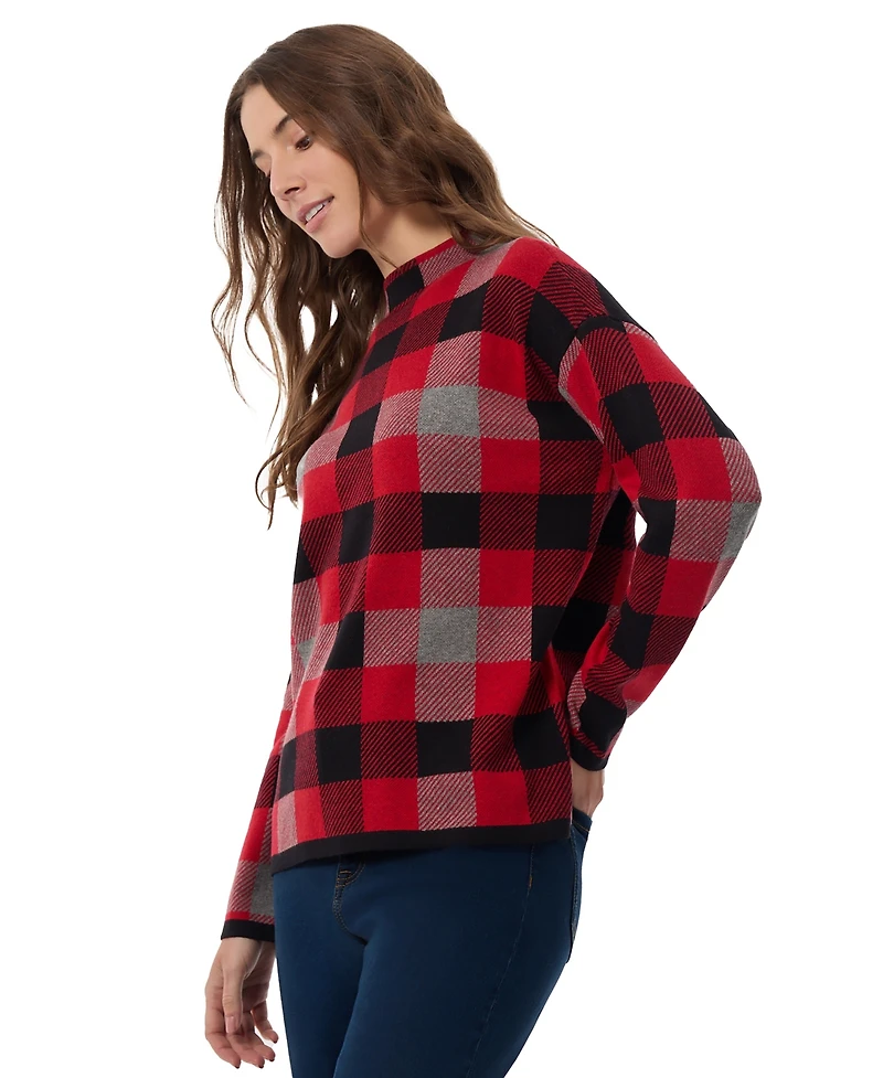 Jones New York Women's Jacquard Mock-Neck Sweater
