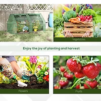 6' x 3' x 3' Portable Greenhouse, Garden Green House with 2 Pe/Plastic Covers, Steel Frame and 2 Roll Up Windows, Green