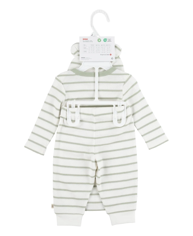 Huggies Baby Boys Cotton Waffle Bodysuit, Pants & Hat, 3 Piece Set