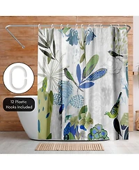 Floral Shower Curtain Where the Passion Flower Grows by Pi Creative Art - Blue