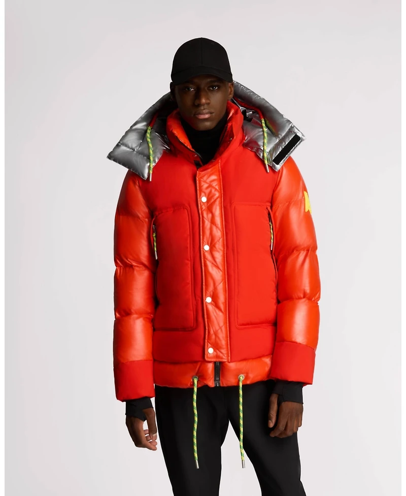 Alpenhaus Men's Farlin Mixed Media Relaxed Fit Puffer with Removable Hood