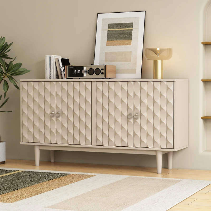 Streamdale Modern Almond Sideboard with Convex Doors