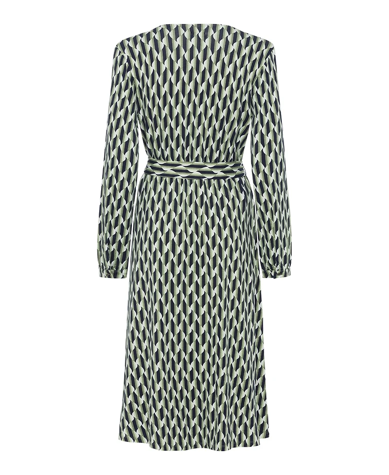 Olsen Women's Faux Wrap A-Line Retro Print Dress