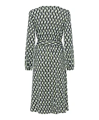 Olsen Women's Faux Wrap A-Line Retro Print Dress