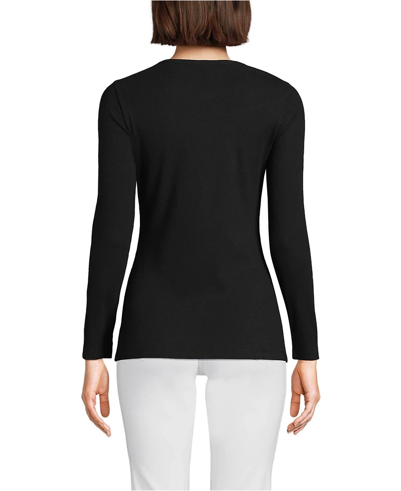 Lands' End Women's Tall Long Sleeve Micro Rib T-Shirt