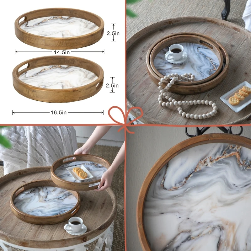 Streamdale Furniture S/10 French Country Home Decor Collection (Includes an artificial plant, vase, trays, stool and side table)