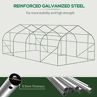20' x 10' x 7' Walk-in Tunnel Greenhouse with Zippered Mesh Door & 8 Mesh Windows, Gardening Plant Hot House with Galvanized Steel Hoops, White