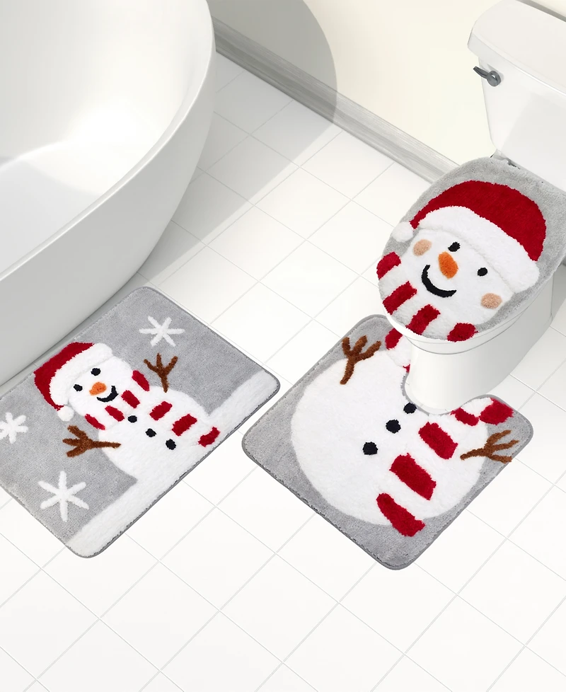 Avanti Snowman Flake Bath Rug Set