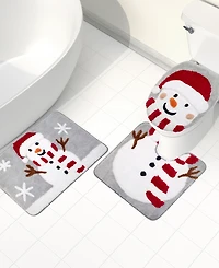 Avanti Snowman Flake Bath Rug Set