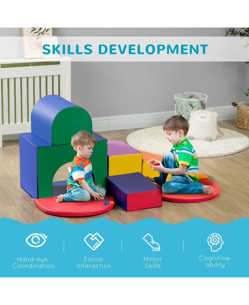 Simplie Fun 7-Piece Baby Soft Play Equipment, Toddler Climber for Creativity and Shape Discovery, with Easy-to-Clean Surface, Climbing Toy for Toddler