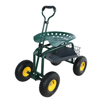 Streamdale Garden Trolley Rolling Stool with Handle and Tray