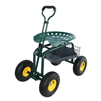 Streamdale Garden Trolley Rolling Stool with Handle and Tray