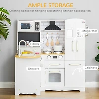 Large Play Kitchen with Full Set of Appliances for a Modern Day Pretend Kitchen, Tons of Storage, Corner Play Kitchen Set with Sound Effect, Education