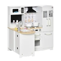 Large Play Kitchen with Full Set of Appliances for a Modern Day Pretend Kitchen, Tons of Storage, Corner Play Kitchen Set with Sound Effect, Education