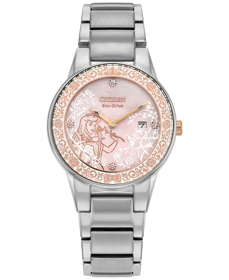 Citizen Eco-Drive Women's Disney Princess Sleeping Beauty Aurora Enchanted Stainless Steel Bracelet Watch 30mm Boxed Set