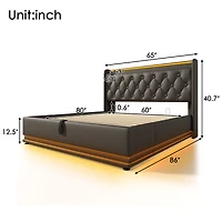 Streamdale Queen Upholstered Led Smart Bed with Storage