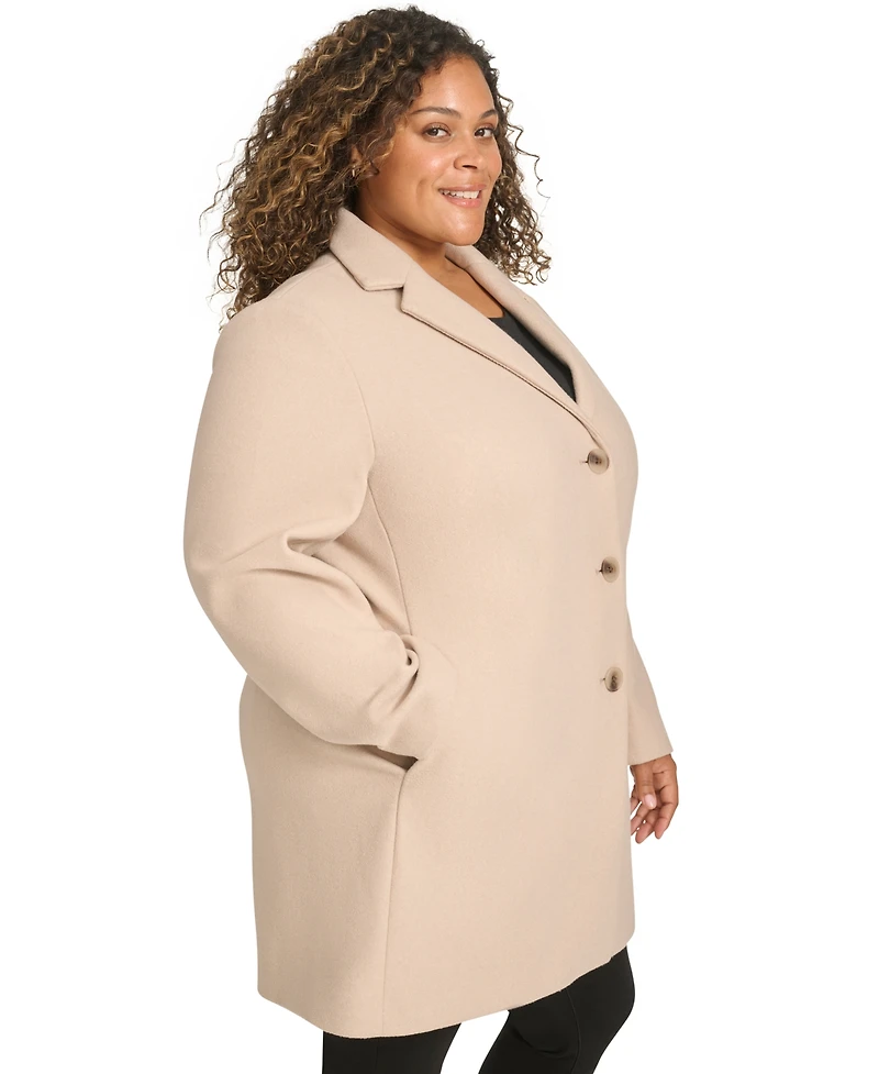 Calvin Klein Plus Size Notched-Collar Single-Breasted Coat