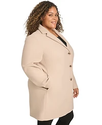 Calvin Klein Plus Size Notched-Collar Single-Breasted Coat