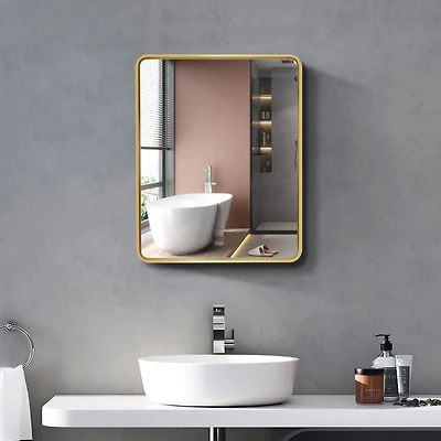 2028 inch Gold Metal Framed Wall mount or Recessed Bathroom Medicine Cabinet with Mirror