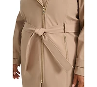 Calvin Klein Plus Belted Long-Sleeve Wrap Coat, Created for Macy's